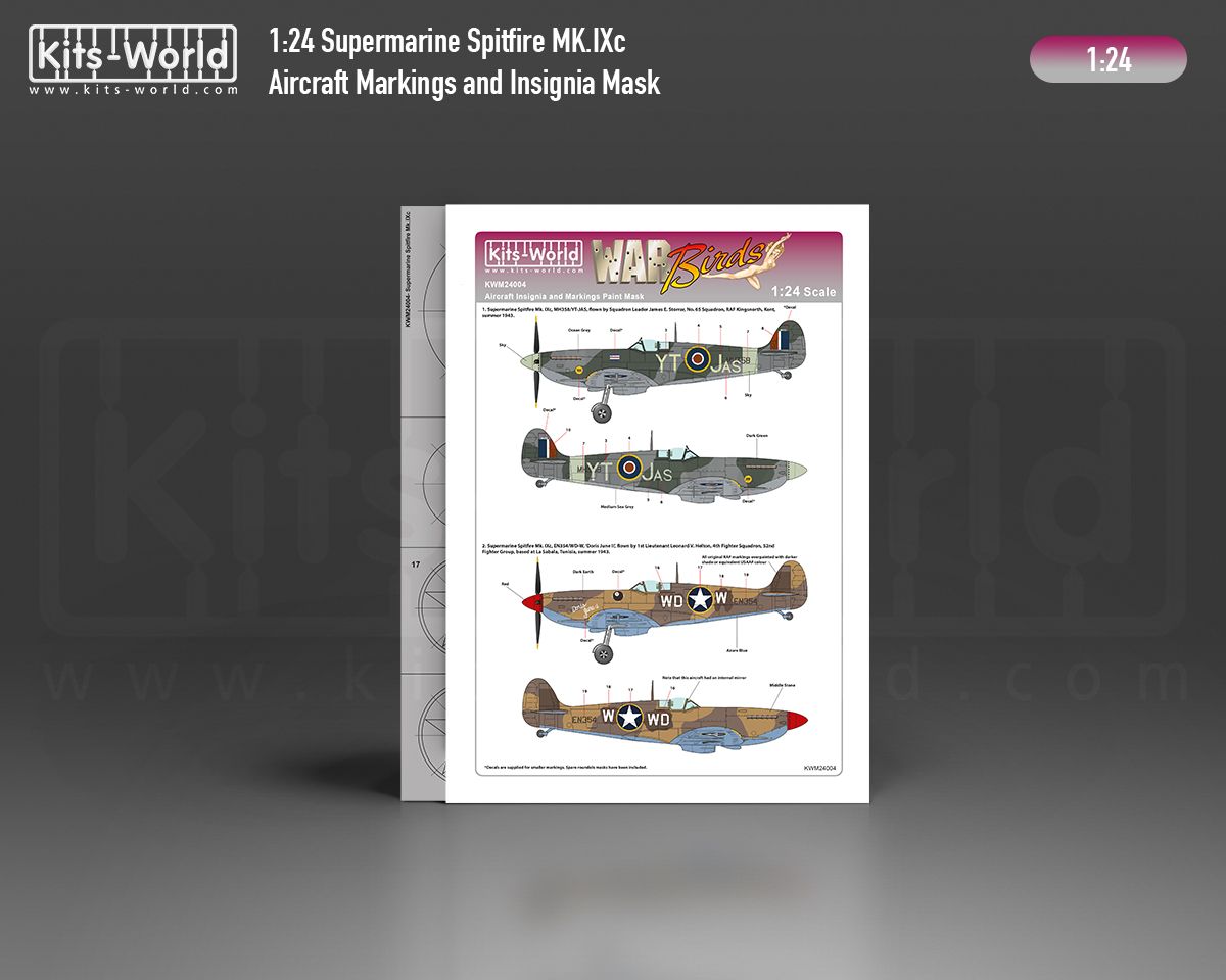 1:24 Scale Paint Mask Supermarine Spitfire Mk. IXc