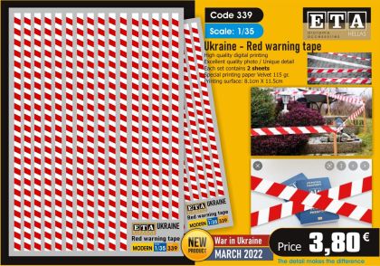1:35 Ukraine Red Warning Tape - 2 sheets