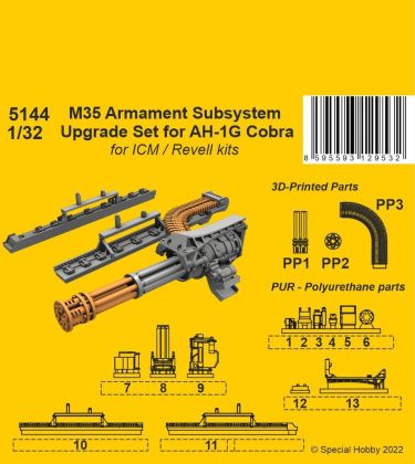 1:32 M35 Armament Subsystem Upgrade Set for AH-1G Cobra for ICM and Revell kits