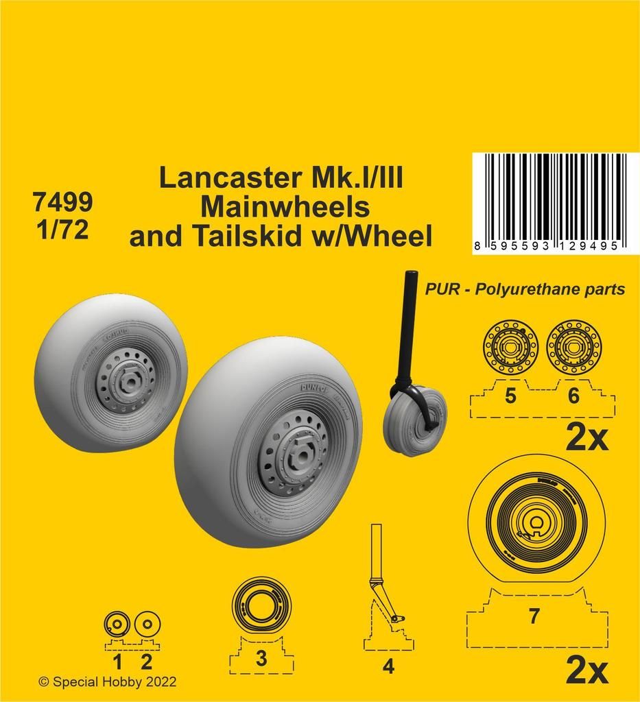 1:72 Lancaster Mk.I/III Mainwheels and Tailwheel w/Leg