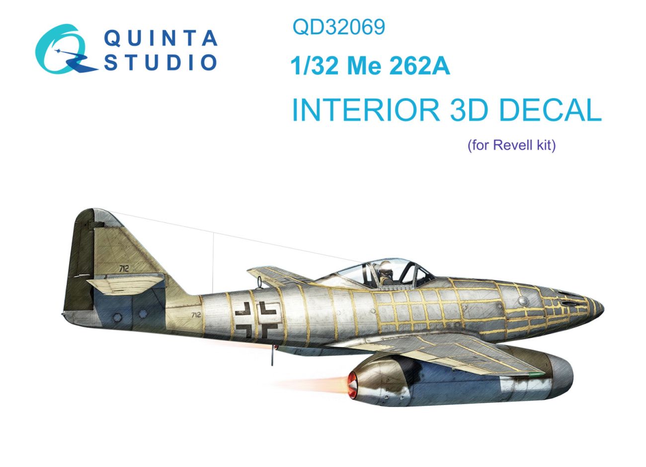 1:32 Me 262A 3D-Printed & coloured Interior on decal paper (Revell)