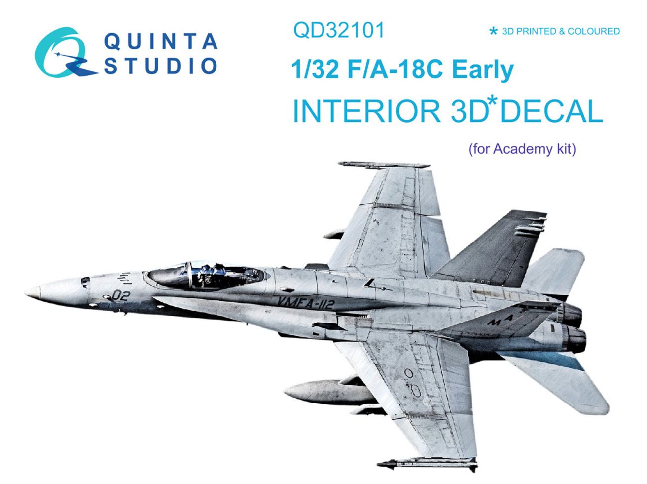 1:32 F/A-18C Early 3D-Printed & coloured Interior on decal paper (Academy)