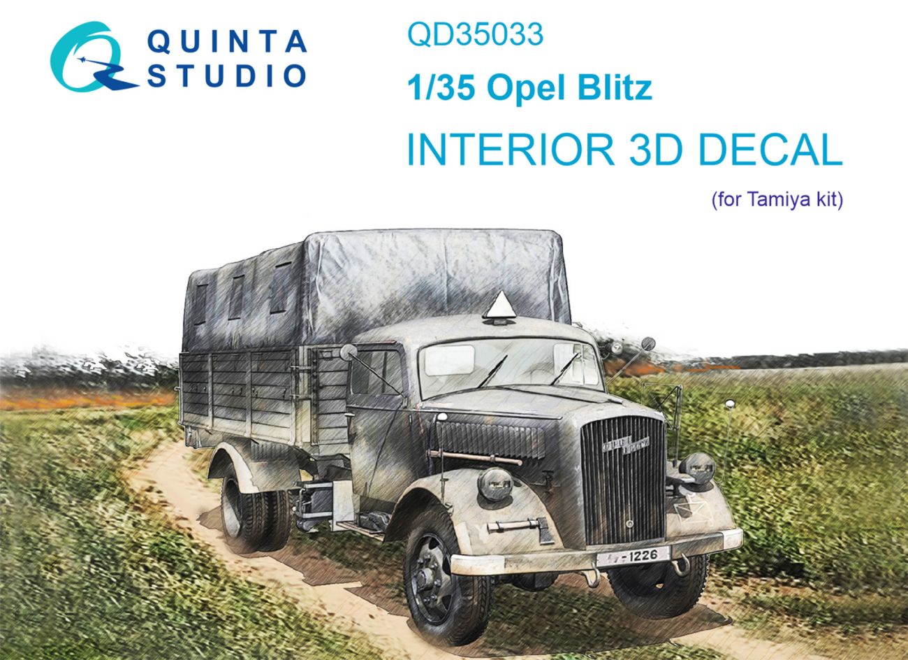 1:35 Opel Blitz 3D-Printed & coloured Interior on decal paper (Tamiya)