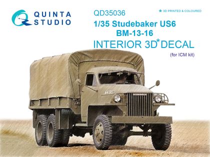 1:35 Studebaker US6 3D-Printed & coloured Interior on decal paper (for ICM kit)