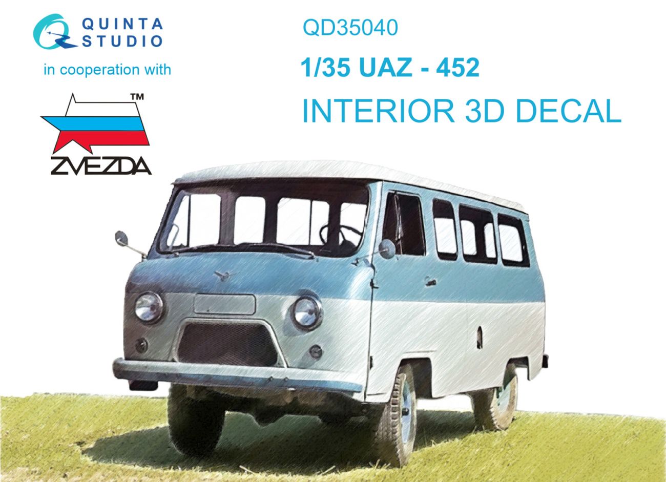 1:35 UAZ-452 3D-Printed & coloured Interior on decal paper (Zvezda)