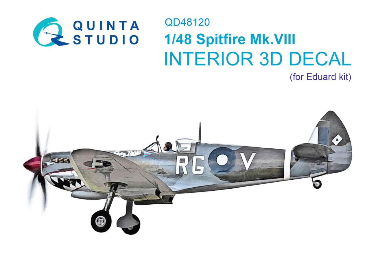 1:48 Spitfire Mk.VIII 3D-Printed & coloured Interior on decal paper (Eduard)