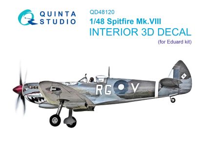1:48 Spitfire Mk.VIII 3D-Printed & coloured Interior on decal paper (Eduard)