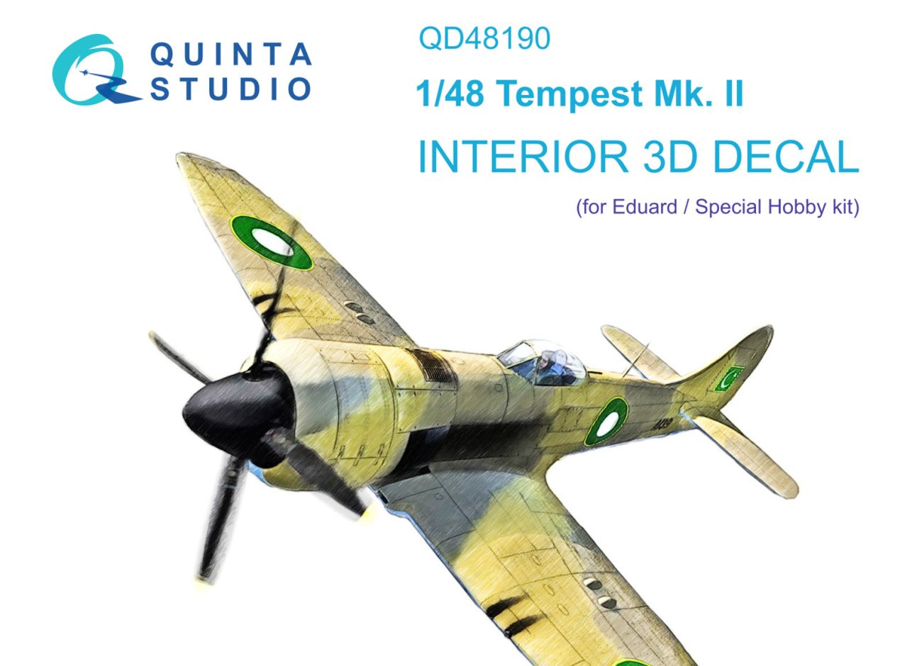 1:48 Tempest Mk.II 3D-Printed & coloured Interior on decal paper (Eduard)