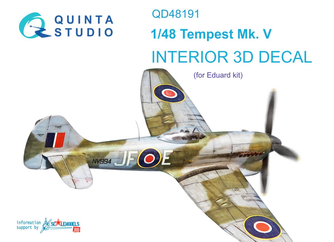 1:48 Tempest Mk.V 3D-Printed & coloured Interior on decal paper (Eduard)