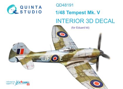 1:48 Tempest Mk.V 3D-Printed & coloured Interior on decal paper (Eduard)