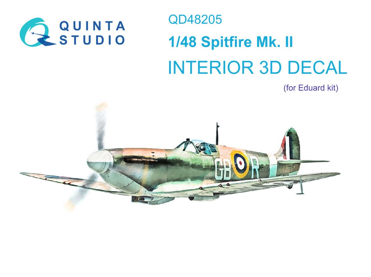 1:48 Spitfire Mk.II 3D-Printed & coloured Interior on decal paper (Eduard)