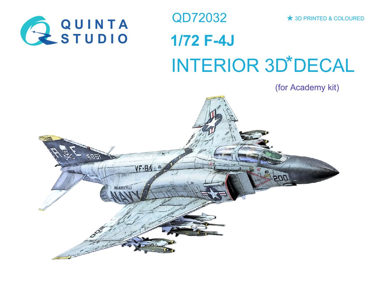 1:72 F-4J 3D-Printed & coloured Interior on decal paper (for Academy kit)