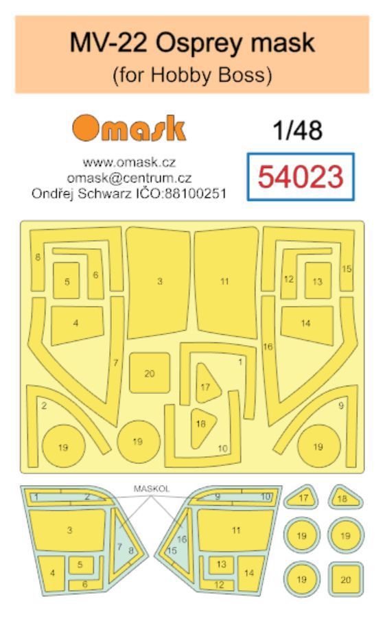 1:48 MV-22 Osprey mask (for Hobby Boss)