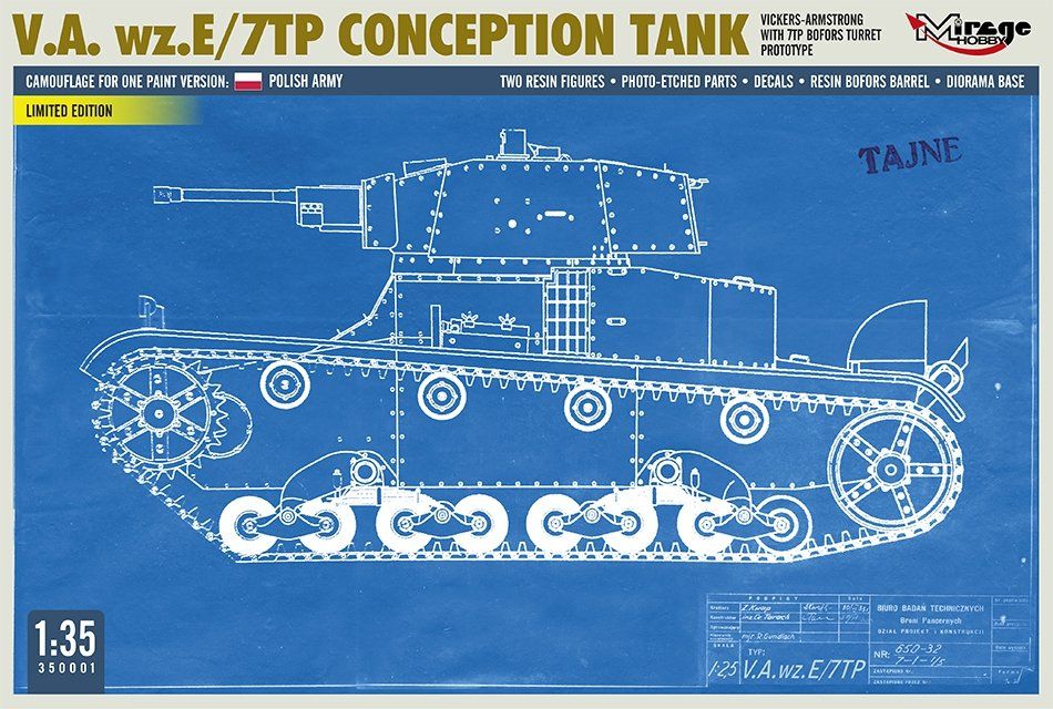 1:35 V.A. wz.E/7TP CONCEPTION TANK VICKERS-ARMSTRONG WITH 7TP BOFORS TURRET, PROTOTYPE