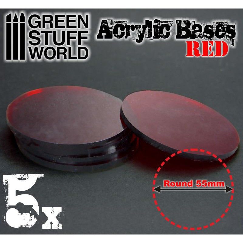 Acrylic Bases - Round 55 mm CLEAR RED