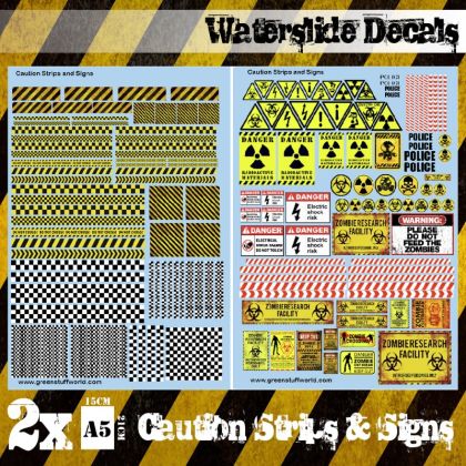 Waterslide Decals - Caution Strips and Signs