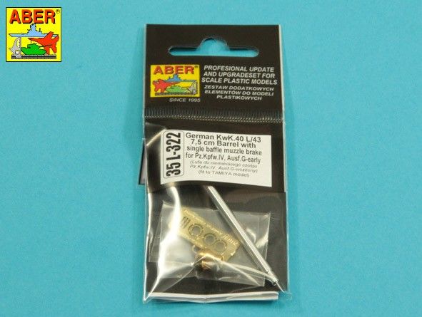 1:35 Germ.75mm barrel for KwK40L/43 with single baffle muzzle brake for Pz.Kpfw.VI, Ausf.G -early
