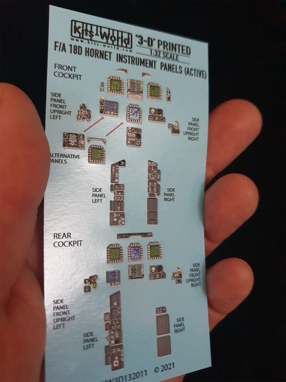 1:32 F/A-18D Hornet 3D Full colour Instrument Panel (screens on)