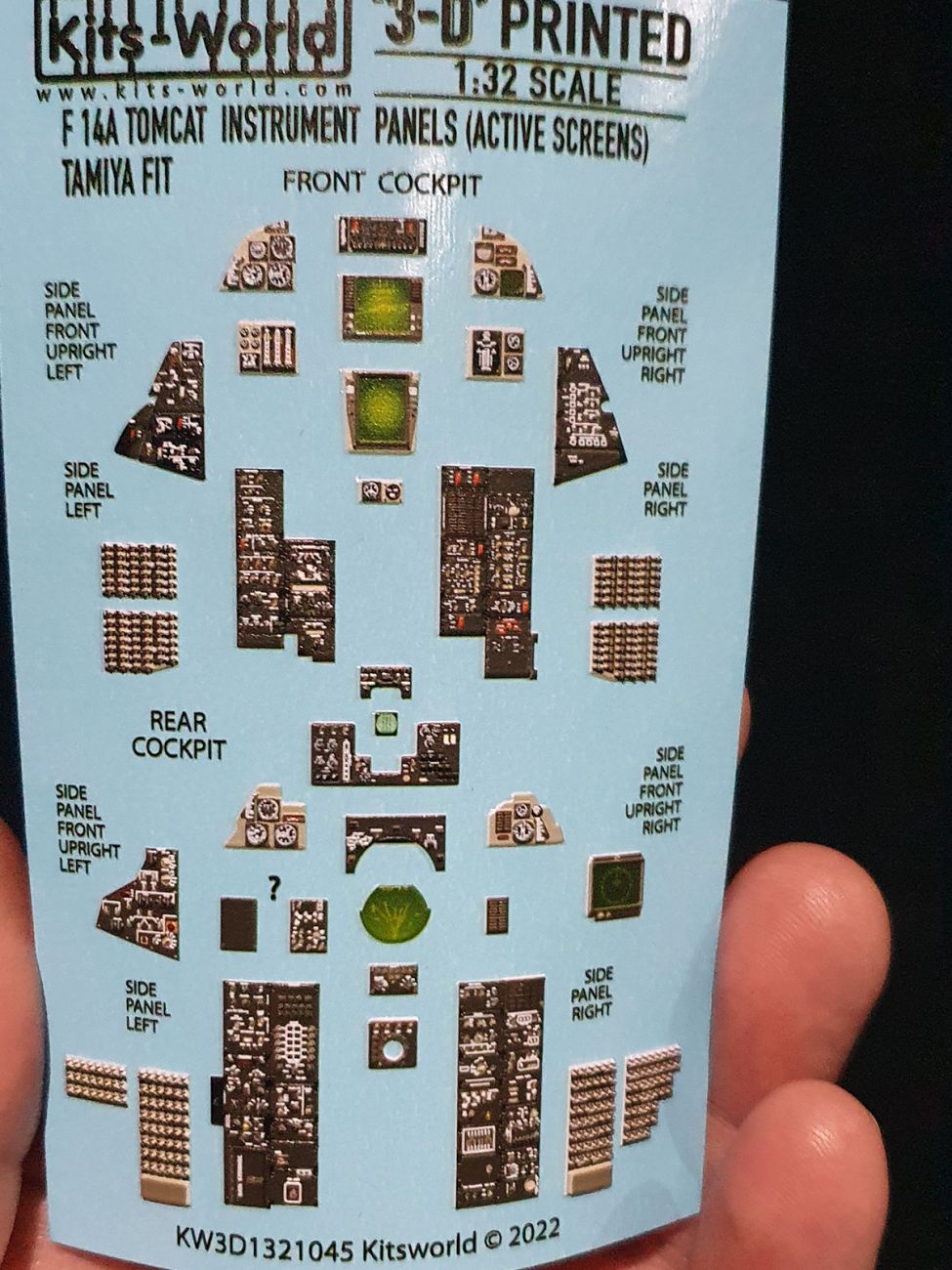 1:32 Grumman F-14A Tomcat 'screens on' - 3D Full colour Instrument Panel