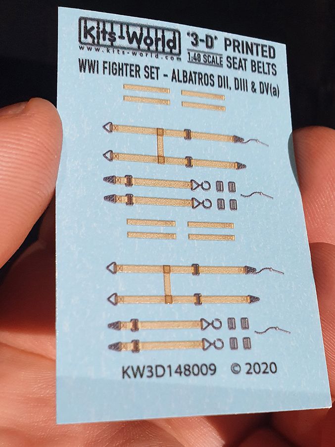 1:48 WWII 3D Full colour seatbelts . WWI Albatros Fighter Set - D.II, D.III, D.V