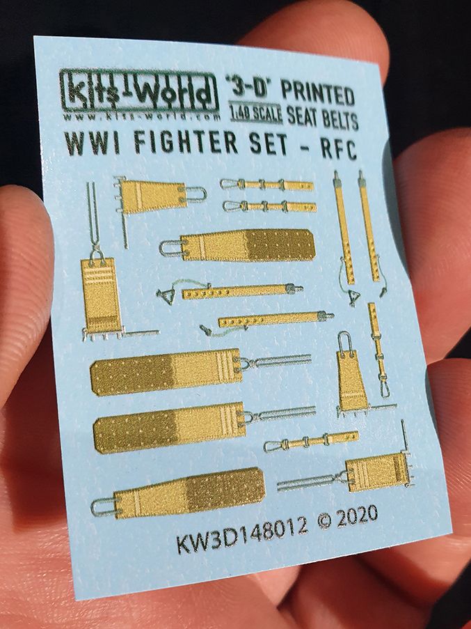 1:48 Full Colour 3D WWII Seat Belt decals. WWI Fighter Set - Royal Flying Corps and the Royal Naval Air Service seatbelts