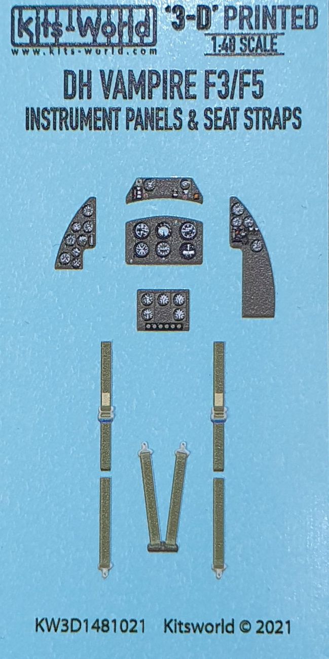 1:48 de Havilland Vampire F.3 3D Full colour Instrument Panel