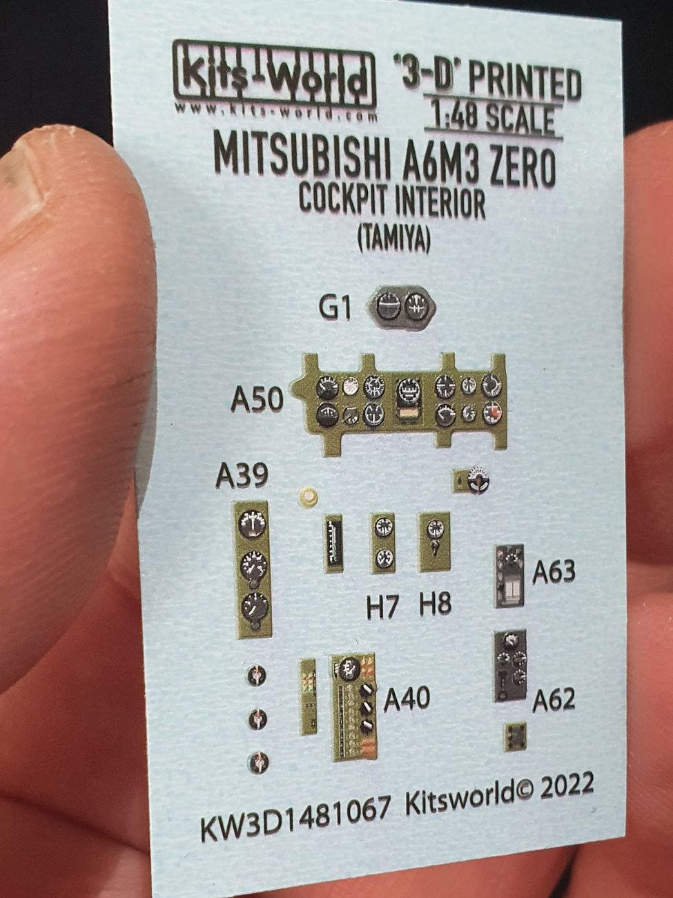 1:48 Mitsubishi A6M3 Zero 3D cockpit interior items