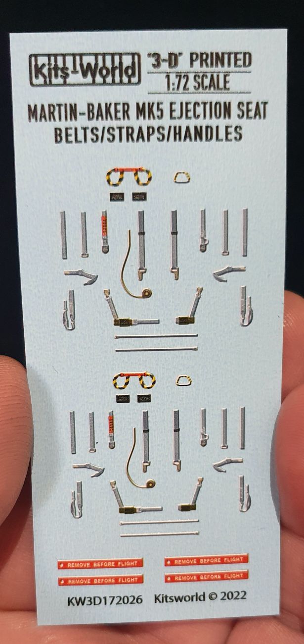 1:72 Martin-Baker Ejection Seat Mk.5 Kitsworld Full Colour 3D Seat Belt decals