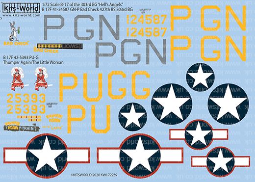 1:72 Scale Boeing B-17F Flying Fortress Decal Sheet