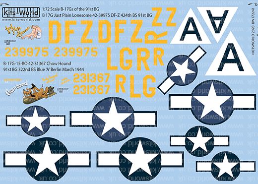 1:72 Scale Boeing B-17G Flying Fortress Decal Sheet