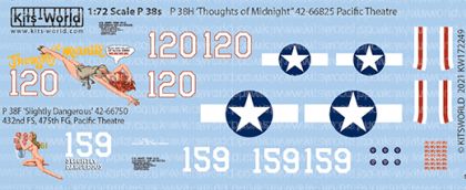 1:72 Scale Lockheed P-38F/H Lightning Decal Sheet