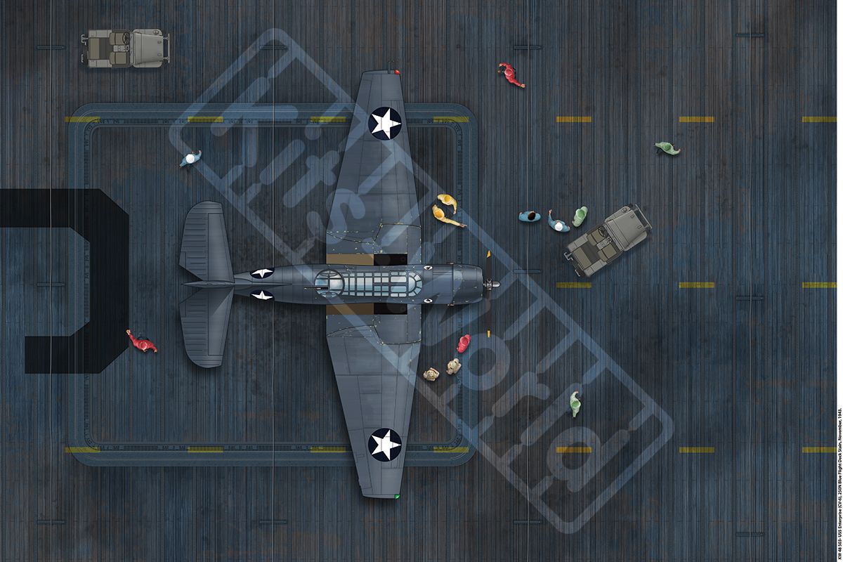 1:144 USS Enterprise (CV-6), 250N Blue Flight Deck Stain, November 1943. 337mm(W) x 225mm(H)