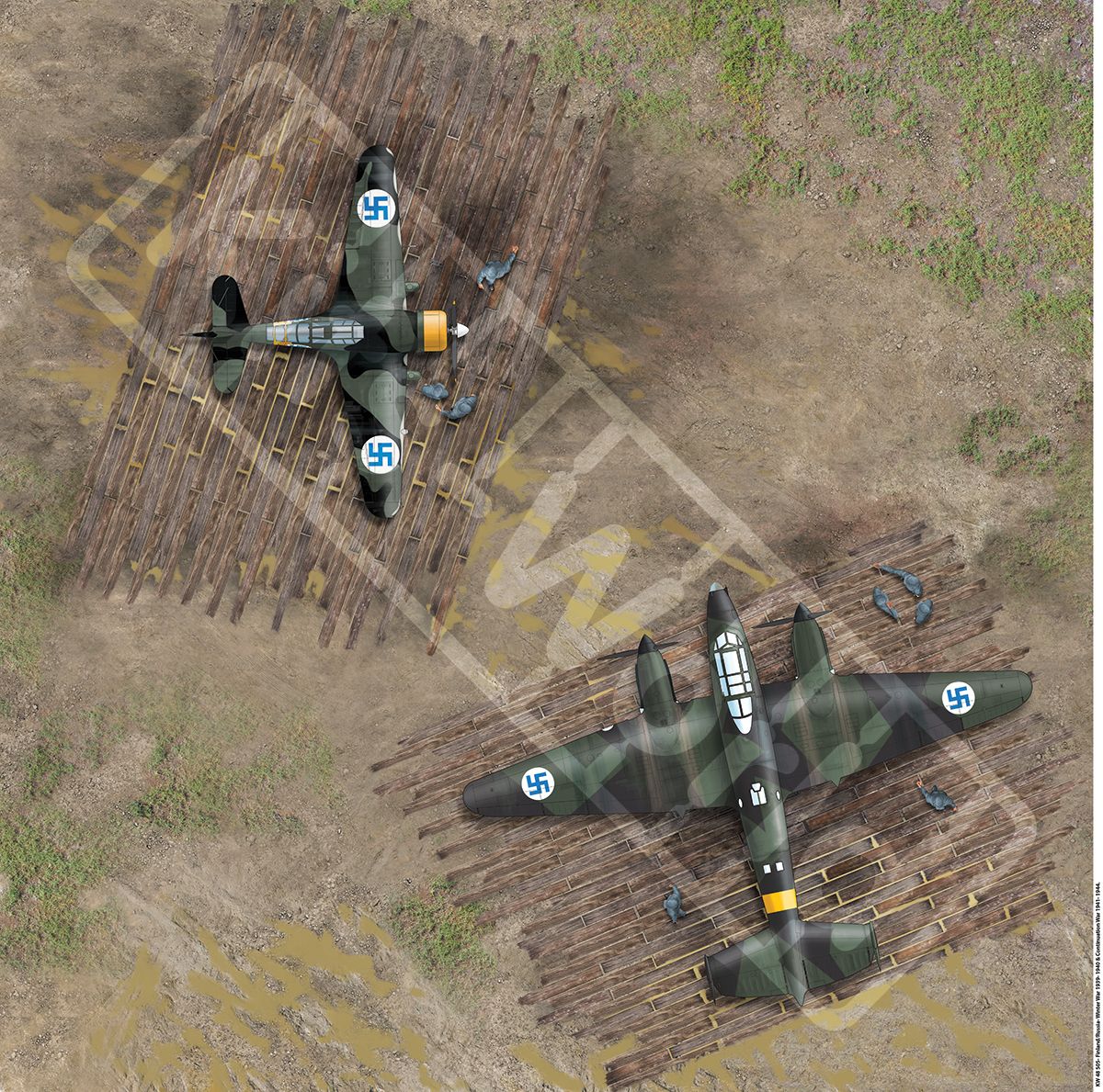 1:48 Wood planked revetments, Finland/Russia: Winter War/Eastern Front/Continuation War, 1940-1944. 1013mm(W) x 675mm(H)