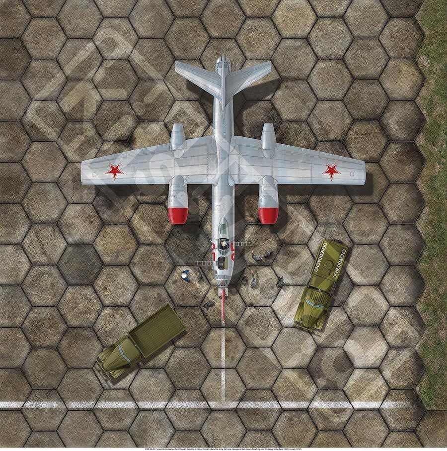 1:72 Soviet Union/Warsaw Pact/People's Republic of China- People's Liberation Army Air Force: Hexagonal slab dispersal/parking area, 1.8 metre radius type, 1950's to early 1970's. 450mm(W) x 450mm(H)