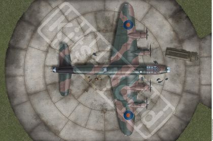 1:72 RAF Dispersal 150ft 'Frying Pan' type. 675mm(W) x 450mm(H)