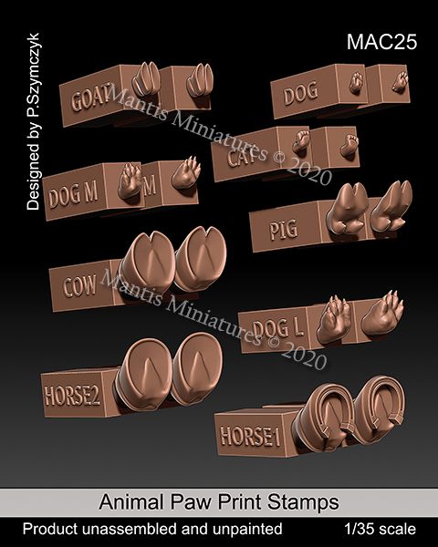 1:35 Animal Paw Print Stamps