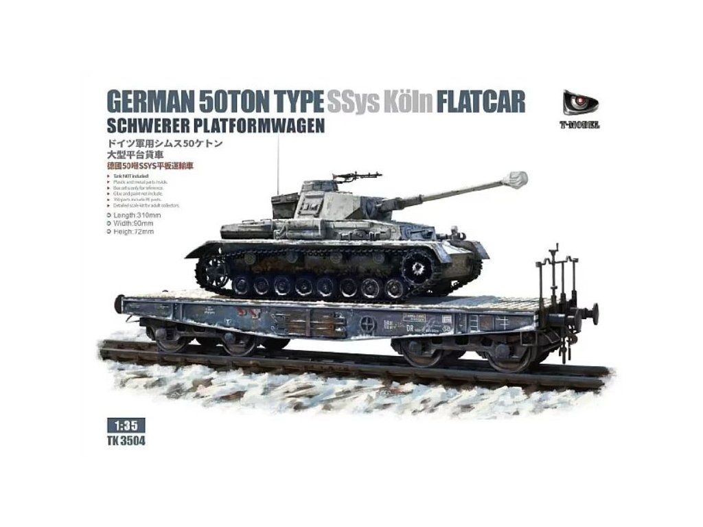 1:35 German 50T Type SSys Schwerer Plattformwagen (Tank není součástí stavebnice)