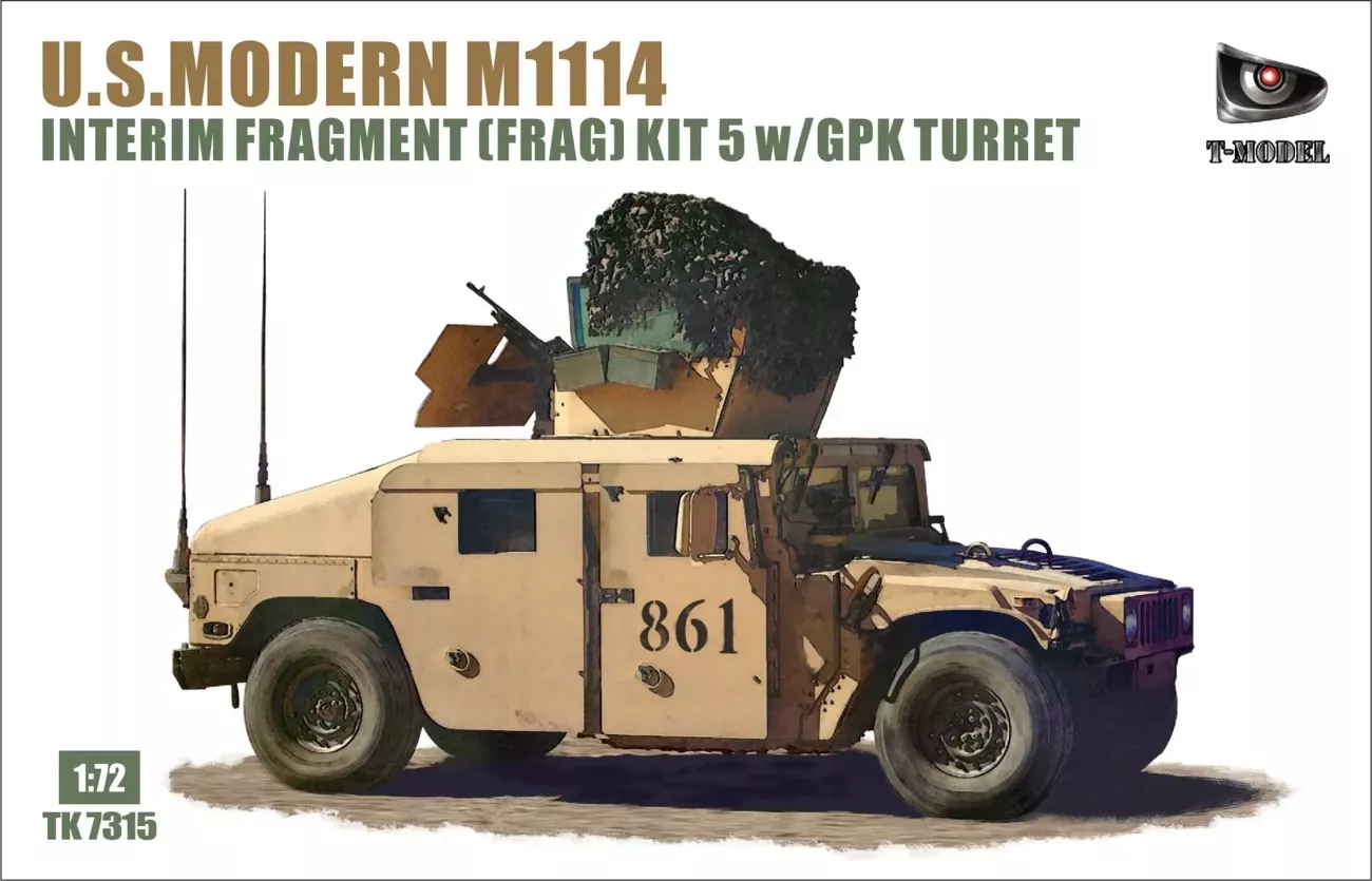 1:72 U.S. Modern M1114 HMMWV Interim Fragment (Frag) Kit 5 w GPK Turret