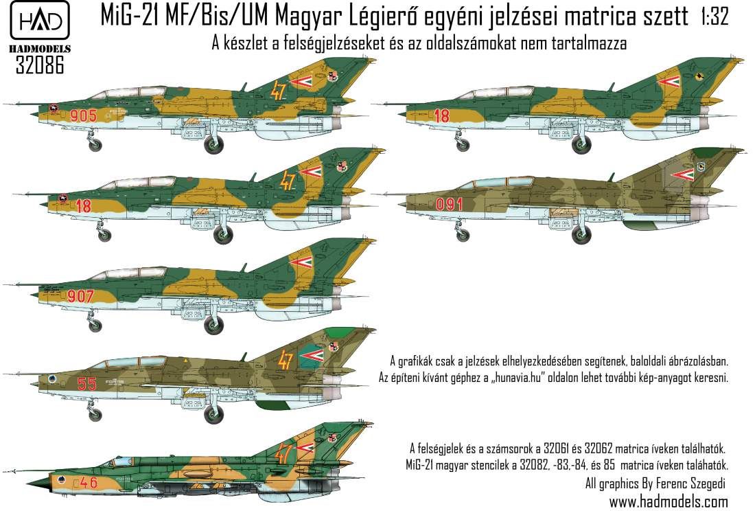 1:32 MiG-21 MF/UM Hungarian Air Force insignias decal sheet