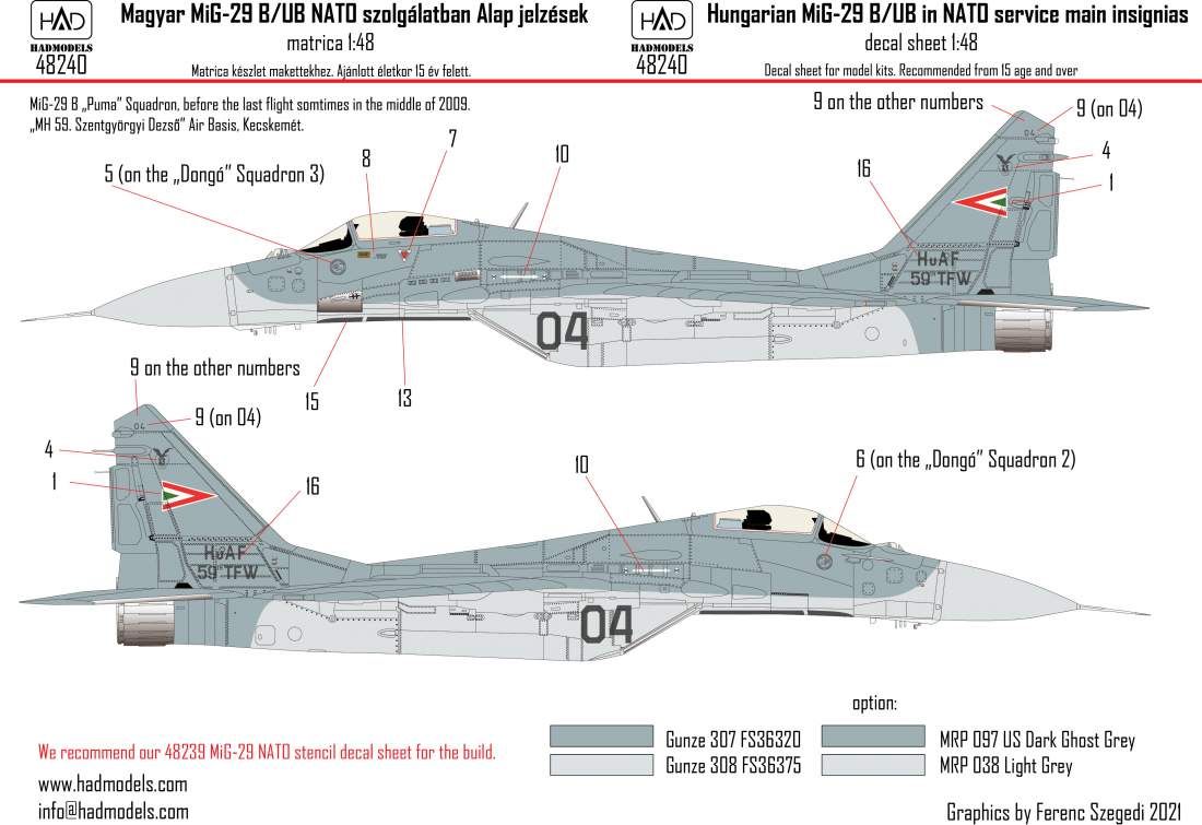 1:48 Hungarian MiG-29 in NATO service decal sheet