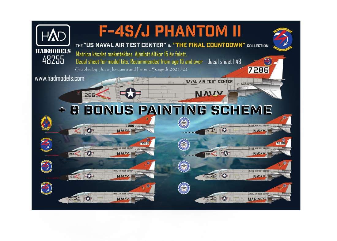 1:48 F-4S/J Phantom II US NAVAL Air Test Center ” The final Countdown” decal sheet