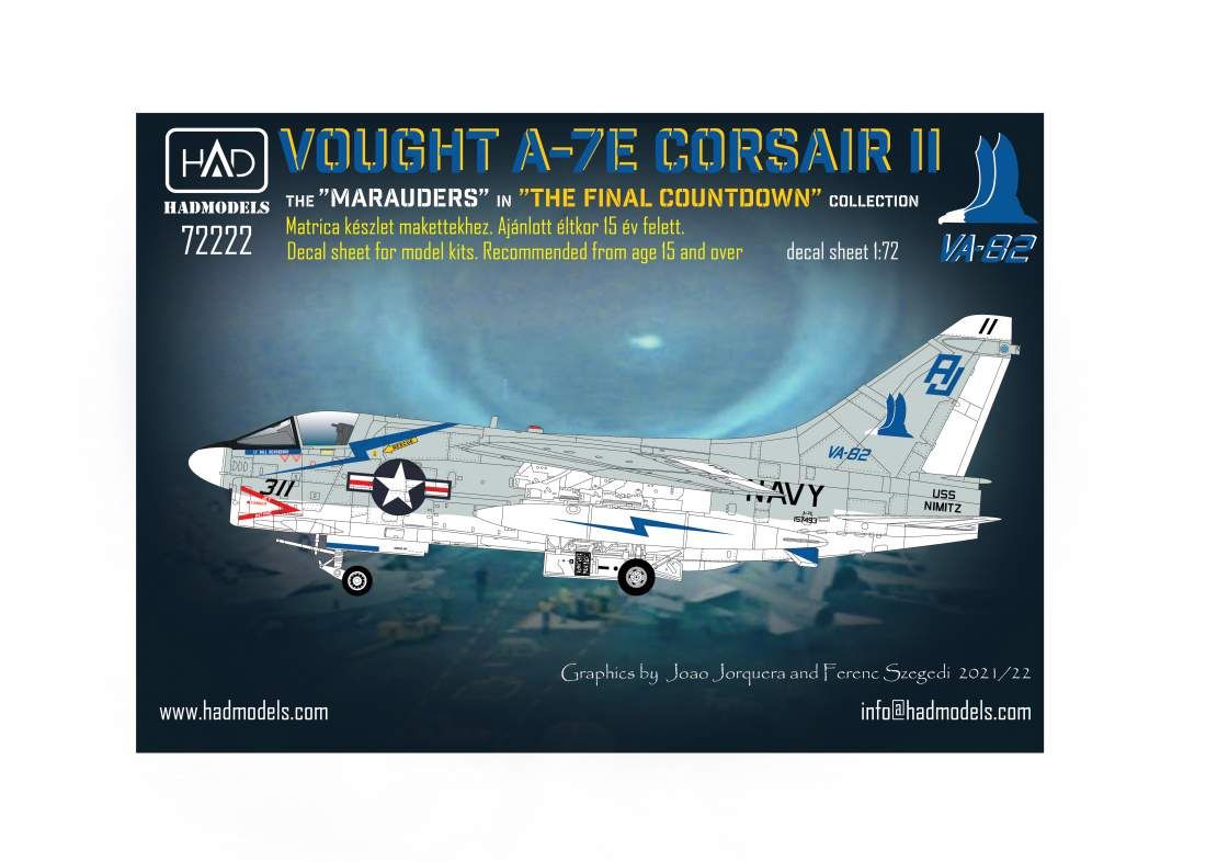 1:72 A-7E Corsair II VA-82 ” The Marauders” in ”The Final Countdown” decal collection