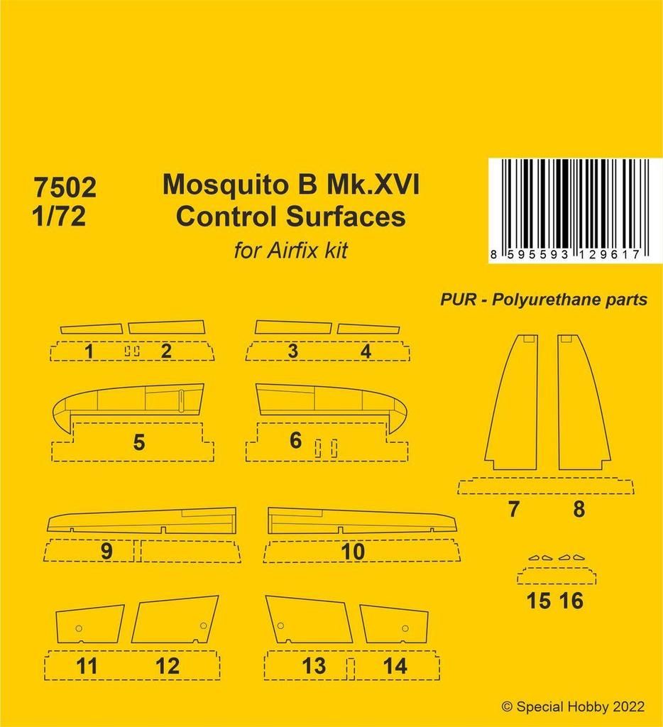 1:72 Mosquito B Mk.XVI Control Surfaces / for Airfix kit