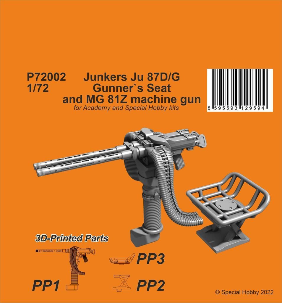 1:72 Ju 87D/G Gunner`s Seat and MG 81Z machine gun / for Academy / SH kits