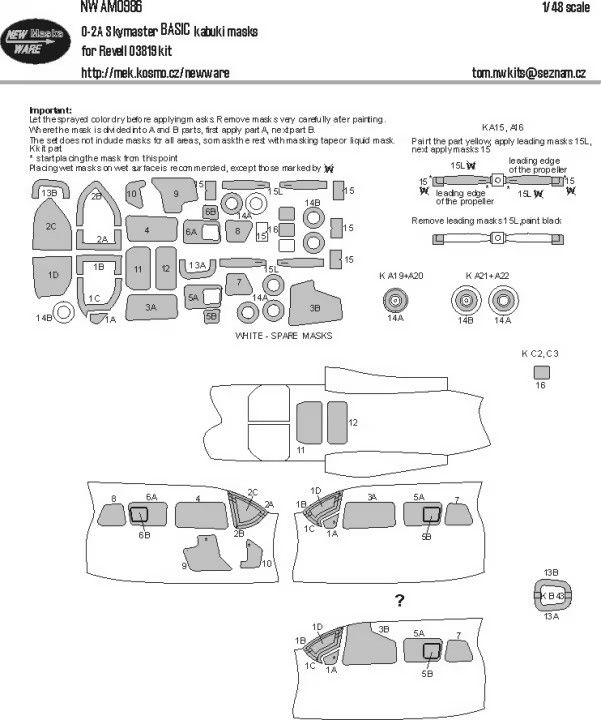 1:48 O-2A Skymaster BASIC Kabuki Masks For Revell 03819 