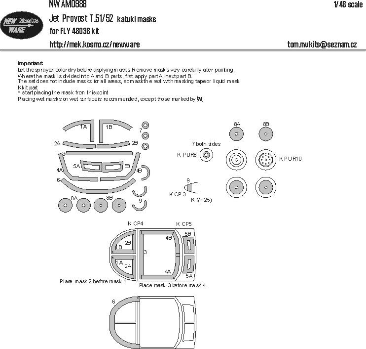 1:48 Jet Provost T.51/52 kabuki masks for Fly