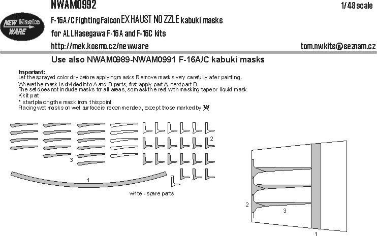 1:48 F-16A/C Fighting Falcon EXHAUST NOZZLES kabuki masks for Hasegawa