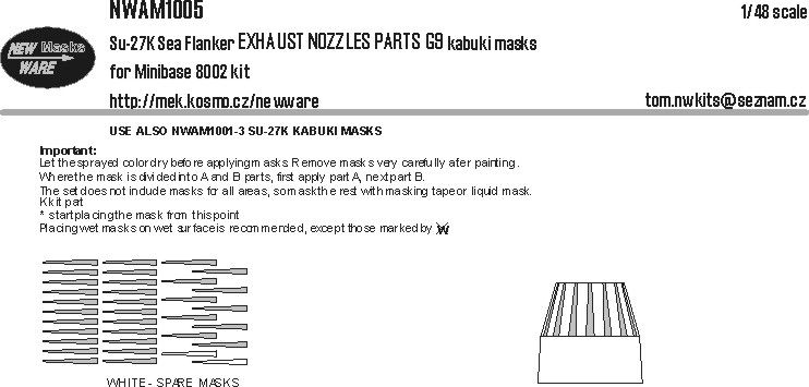 1:48 Su-27K Sea Flanker EXHAUST NOZZLES PARTS G9 kabuki masks for Minibase