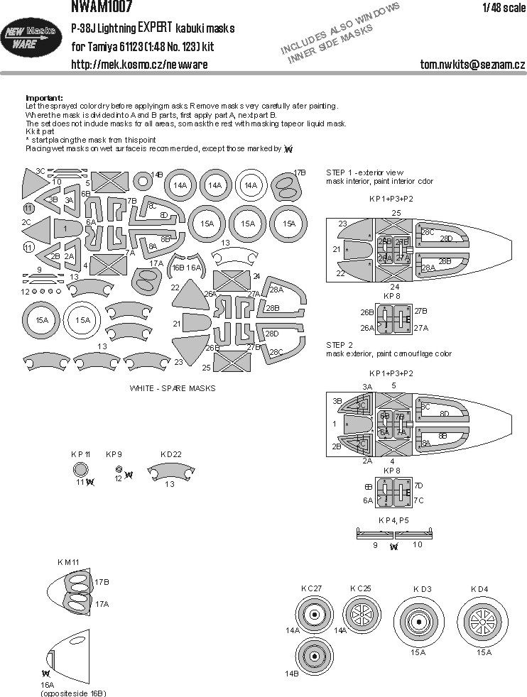 1:48  P-38J Lightning EXPERT kabuki masks for Tamiya