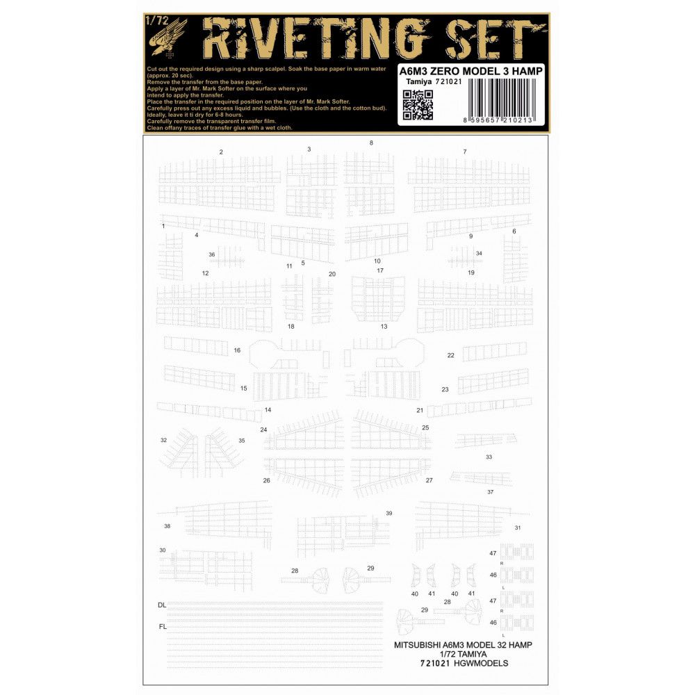 1:72 A6M3 ZERO HAMP (TAMIYA) - NÝTOVACÍ SADA